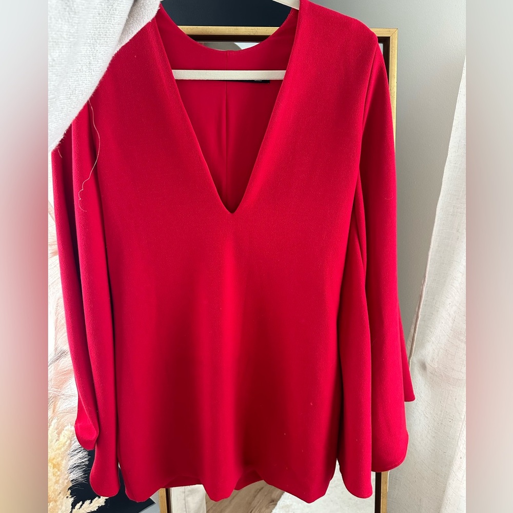 Long sleeve red mini dress